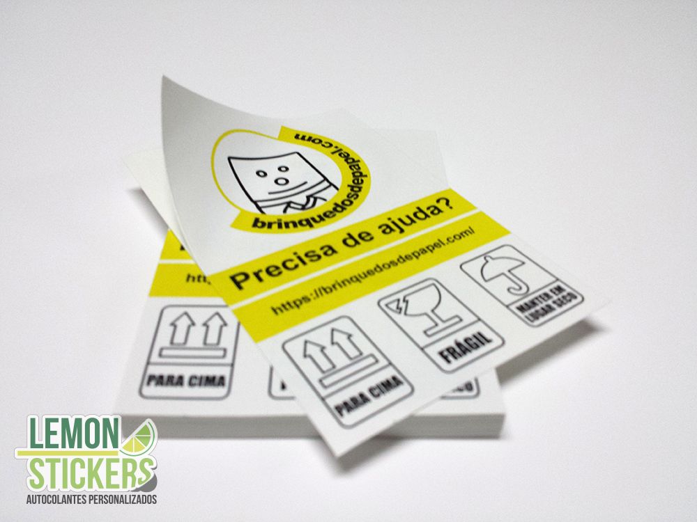 Autocolantes para caixas de envio com símbolos de manuseamento