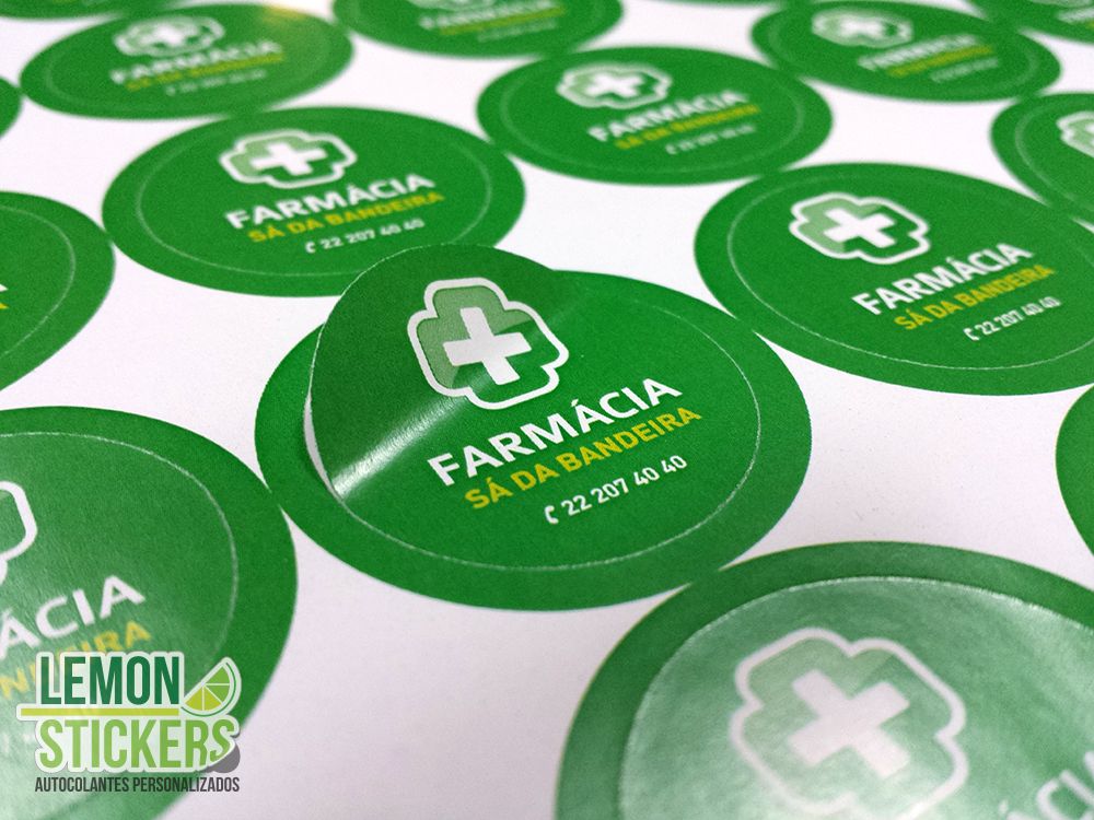 Autocolantes redondos verdes para farmácia