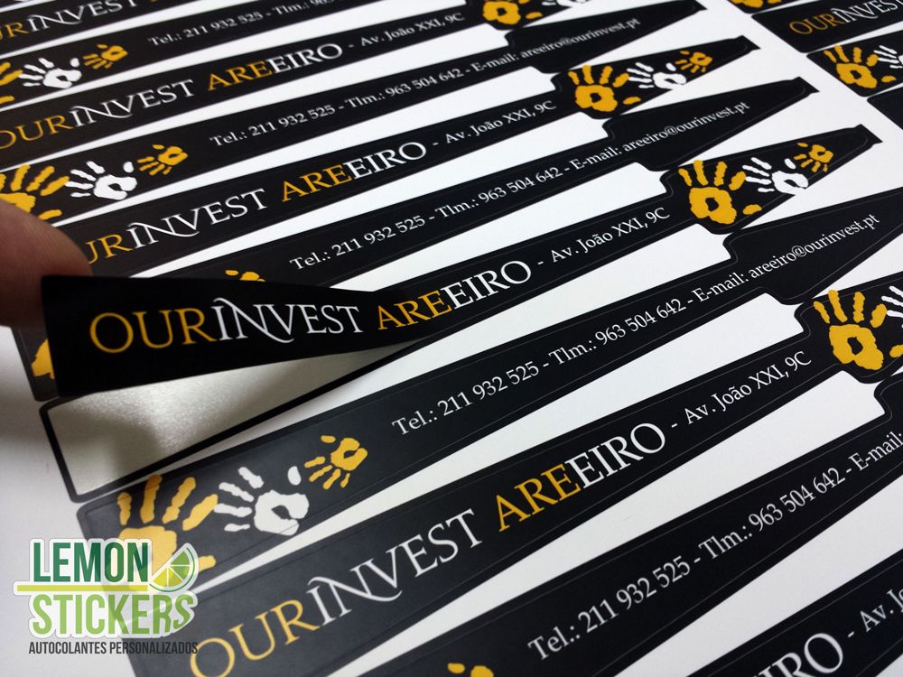Autocolantes compridos com corte especial Ourinvest Areeiro